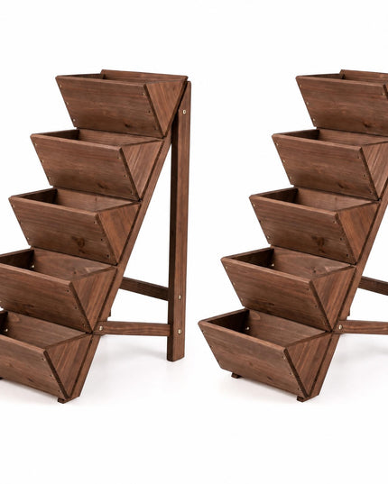 Giantex 5-Tier Wooden Freestanding Vertical Raised Garden Bed (1/2)