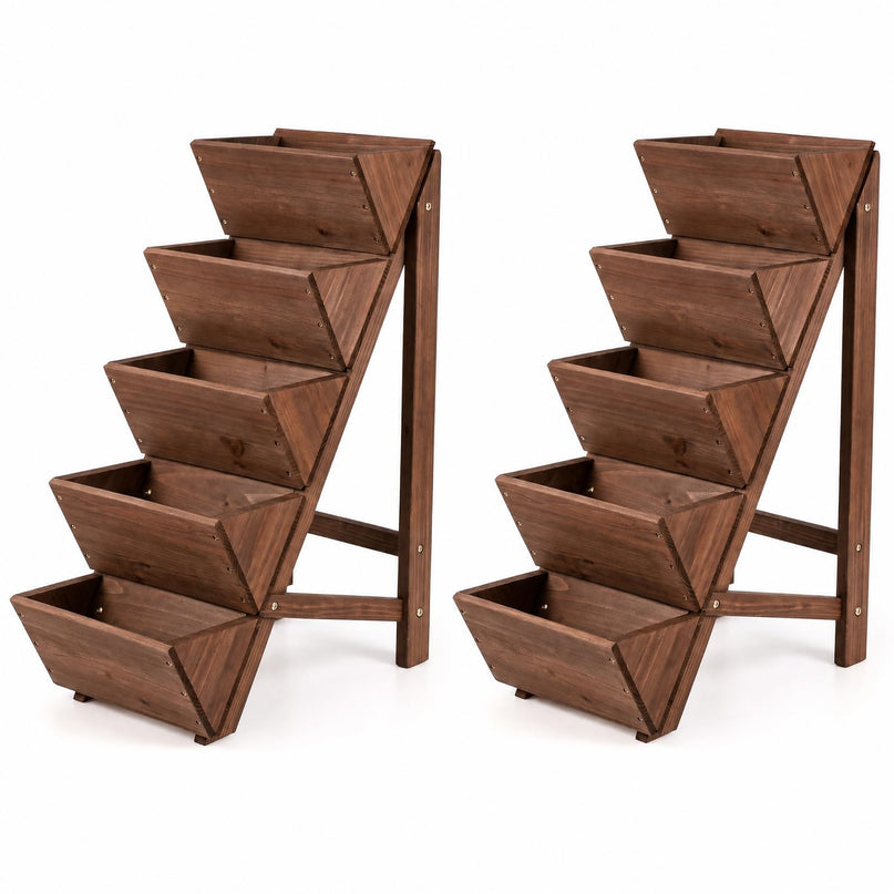 Giantex 5-Tier Wooden Freestanding Vertical Raised Garden Bed (1/2)