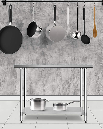 Giantex Stainless Steel Work Table with Shelf Commercial Kitchen Food Prep Table - Giantexus