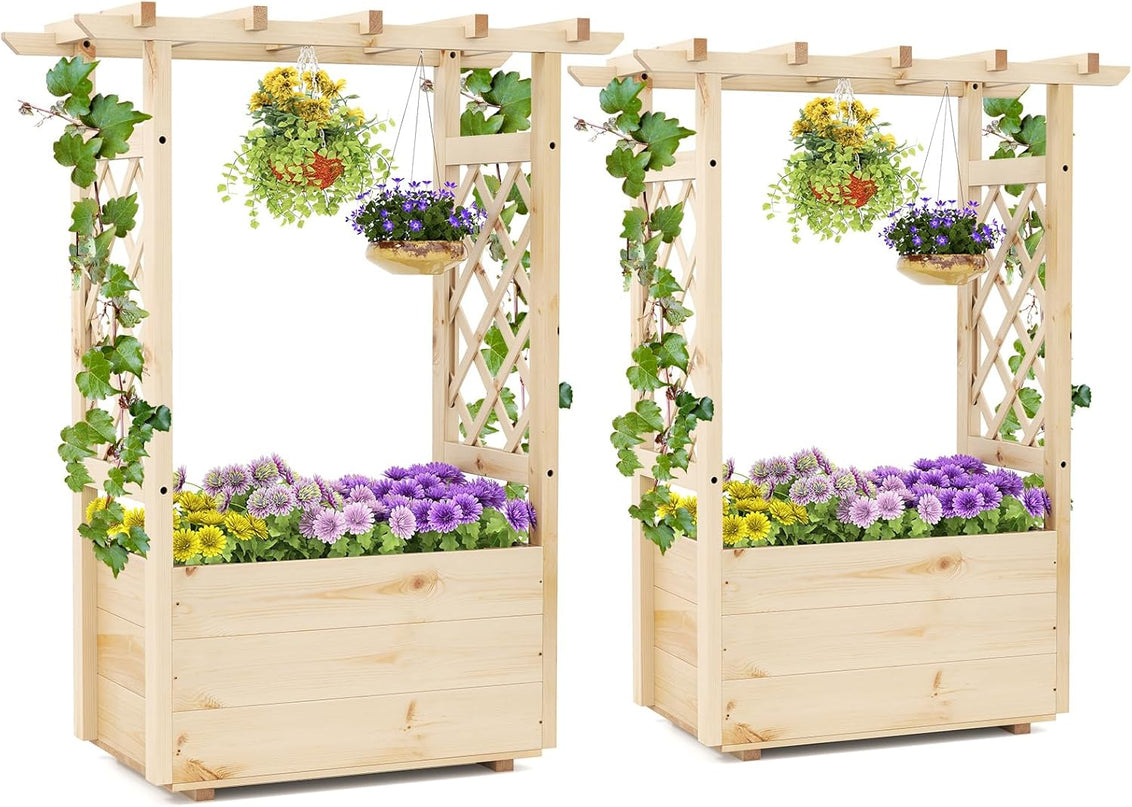 Giantex Raised Garden Bed with Sided Trellis & Hanging Roof ( 31”x16”x41” )