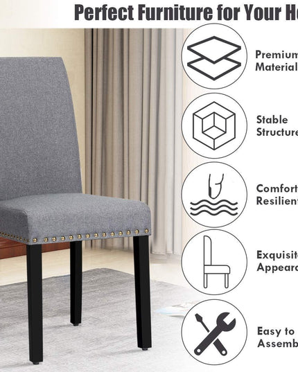 Giantex Upholstered Dining Chairs Set of 2 or 4, Fabric Side Chairs w/Wood Legs - Giantexus