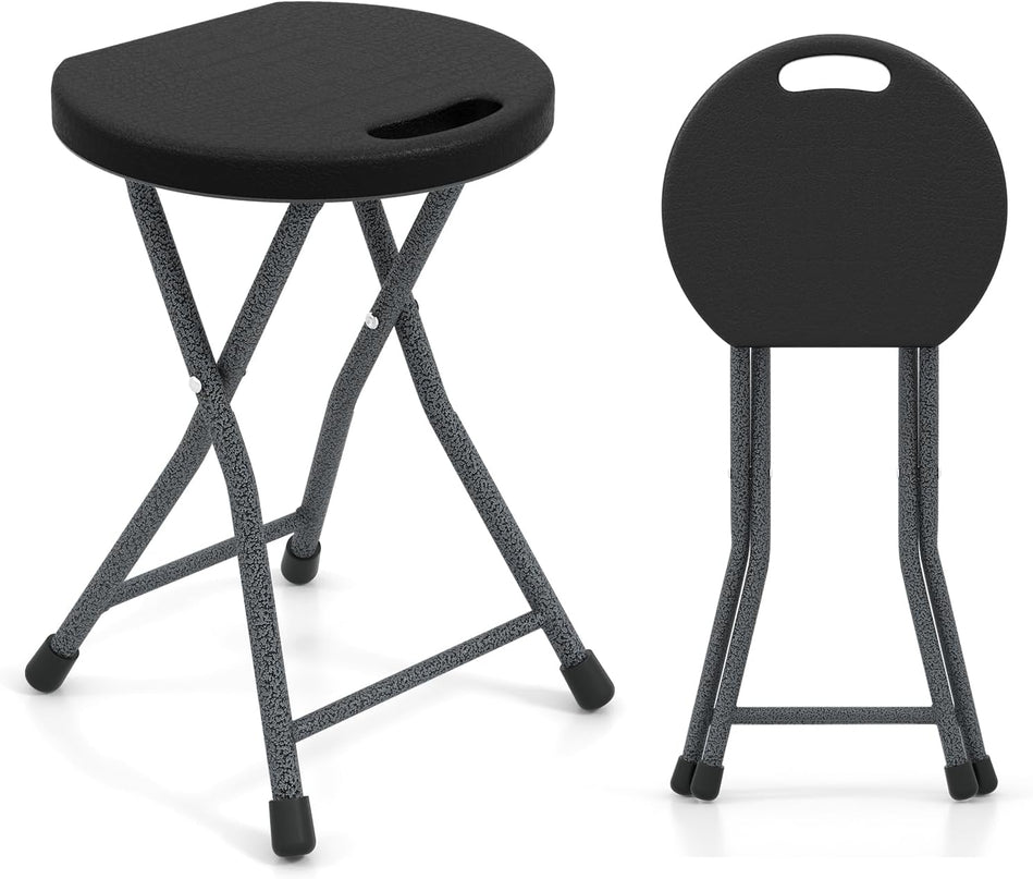 Giantex Folding Stool, 18” Height Foldable Bar Stools, Portable Folding Chairs with Built-in Carry Handle