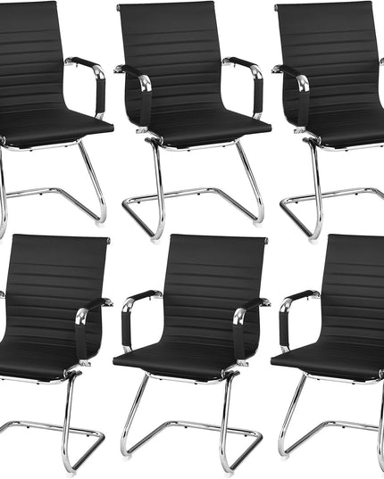 Giantex Conference Chair Set of 4 Heavy Duty PU Leather W/Protective Arm Sleeves