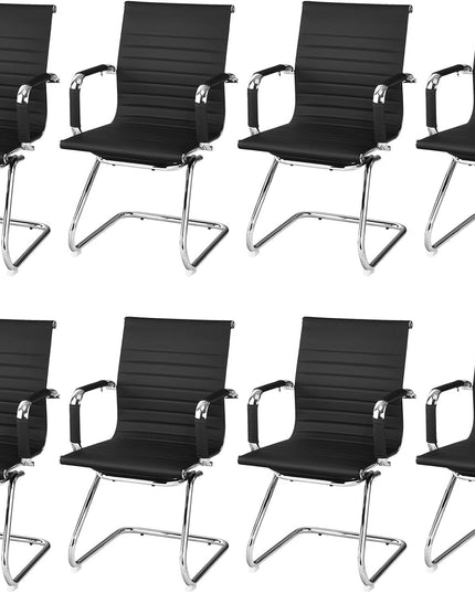 Giantex Conference Chair Set of 4 Heavy Duty PU Leather W/Protective Arm Sleeves