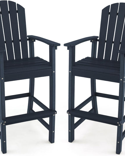 Giantex Outdoor HDPE Bar Stool, Tall Adirondack Chair with Armrests and Footrest, 30 Inches Counter Height Bar Stool