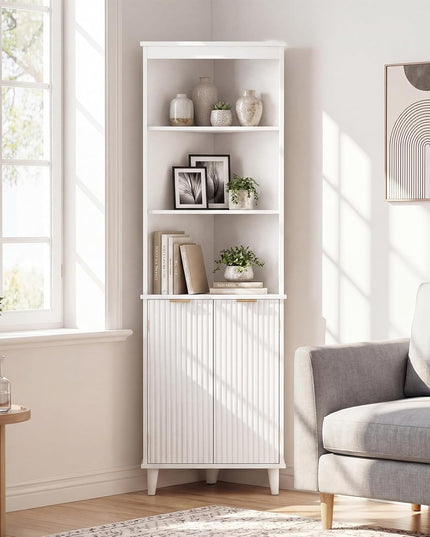 Giantex 68" Tall 6-TierCorner Cabinet with Fluted Doors