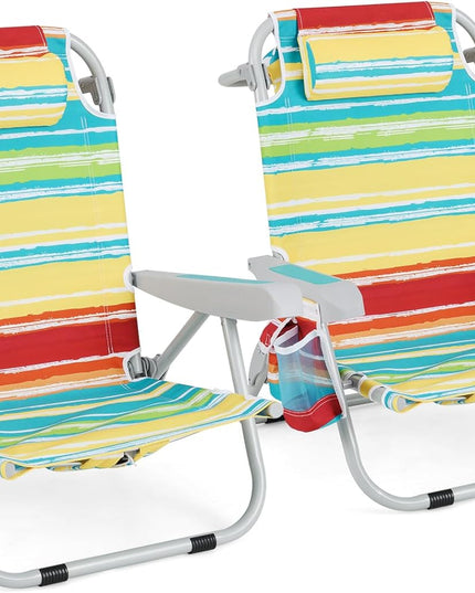 Giantex Backpack Beach Chair - Foldable Camping Chair with 5 Adjustable Position