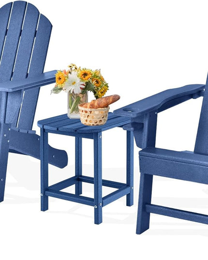 Adirondack Chair with Side Table, Outdoor Fire Pit Chair Set with End Table, White