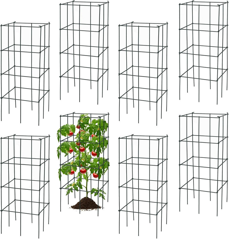 Giantex Pack of 4/8 Plant Cage Support, Tomato Stakes and Cages (16''Lx 16''Wx 39''H)