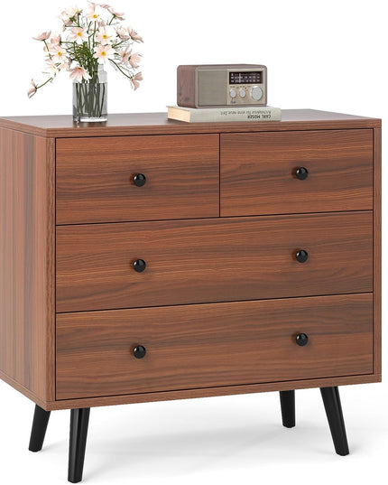 Commode large en bois Giantex à 4 tiroirs pour chambre à coucher et salon