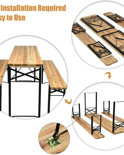 70" 3-Piece Portable Folding Picnic Beer Table
