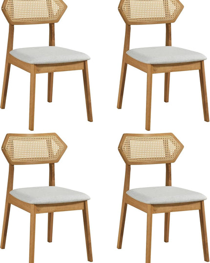 Giantex Wood Rattan Upholstered Dining Chairs Set of 2/4