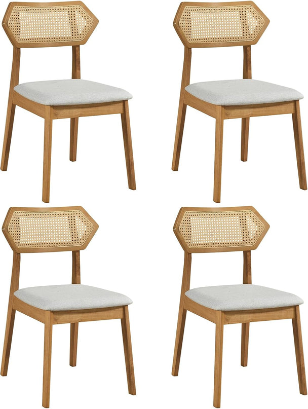 Giantex Wood Rattan Upholstered Dining Chairs Set of 2/4