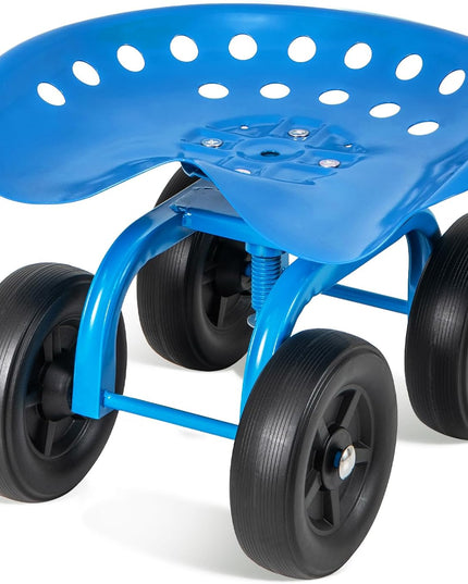Giantex Garden Cart, Rolling Workseat with 4 Wheels, Garden Stool 360-degree Swivel Work Seat & Adjustable Heigh
