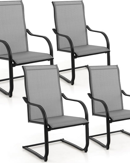 Giantex Patio Chairs, High Back Outdoor Chairs w/Sled Base, All Weather Fabric