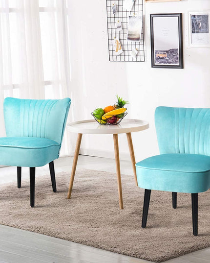 Set of 2 Velvet Accent Chair, Upholstered Modern Leisure Club Chairs w/ Solid Wood Legs - Giantexus