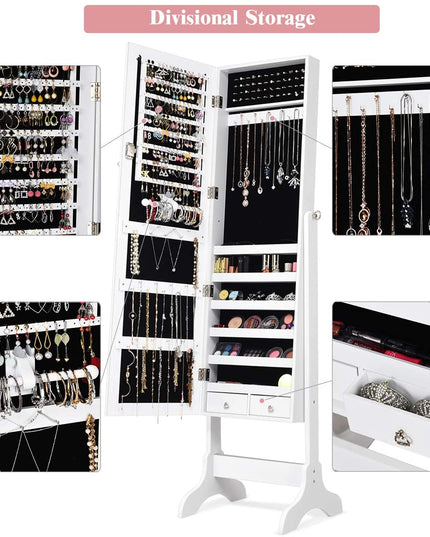 Lockable Standing Jewelry Armoire with Full Length Mirror - Giantex