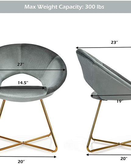 Modern Velvet Accent Chair, Comfy Cute Upholstered Vanity Desk Chair - Giantexus
