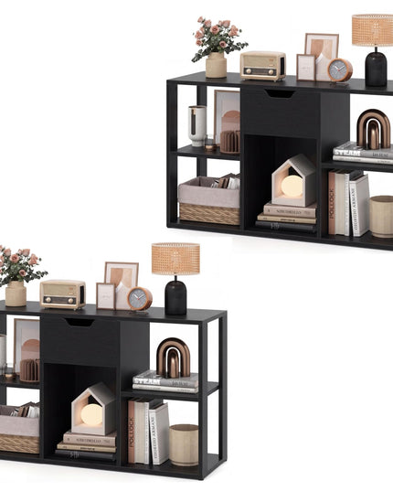 GIANTEX 3-Tier Cube Storage Shelf with 5 Open Cubbies & Drawer (1/2)