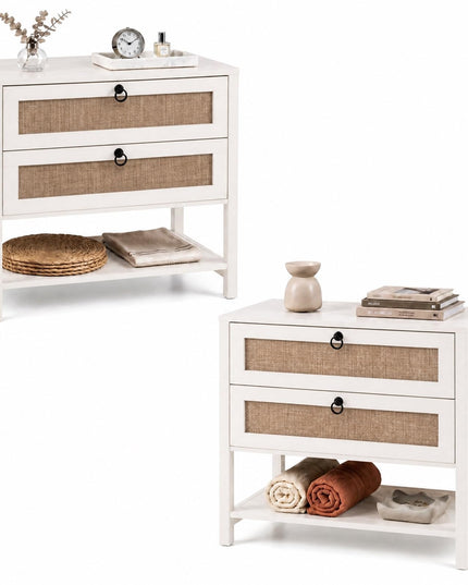 GIANTEX 27" Wide Rattan Nightstand with 2 Drawers (1/2)