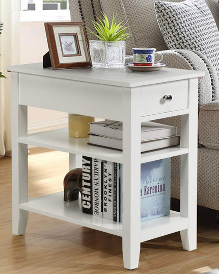 Giantex 3-Tier End Table with Drawer and Double Shelves Narrow Tiered Side Table for Bedroom
