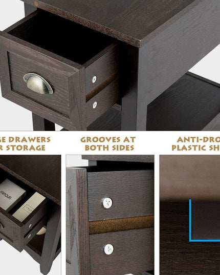 Chair Side End Table with Drawer - Giantexus