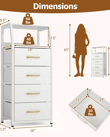 GIANTEX Tall Dresser with 4/5 Fabric Drawers & Metal Frame for Living Room (1/2)