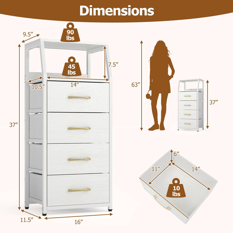 GIANTEX Tall Dresser with 4/5 Fabric Drawers & Metal Frame for Living Room (1/2)