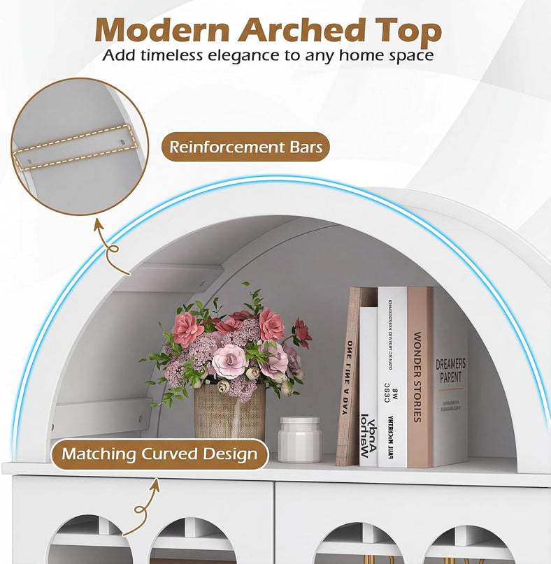 Giantex 71.5" Arched Cabinet, 5-Tier Wooden Pantry Cabinet