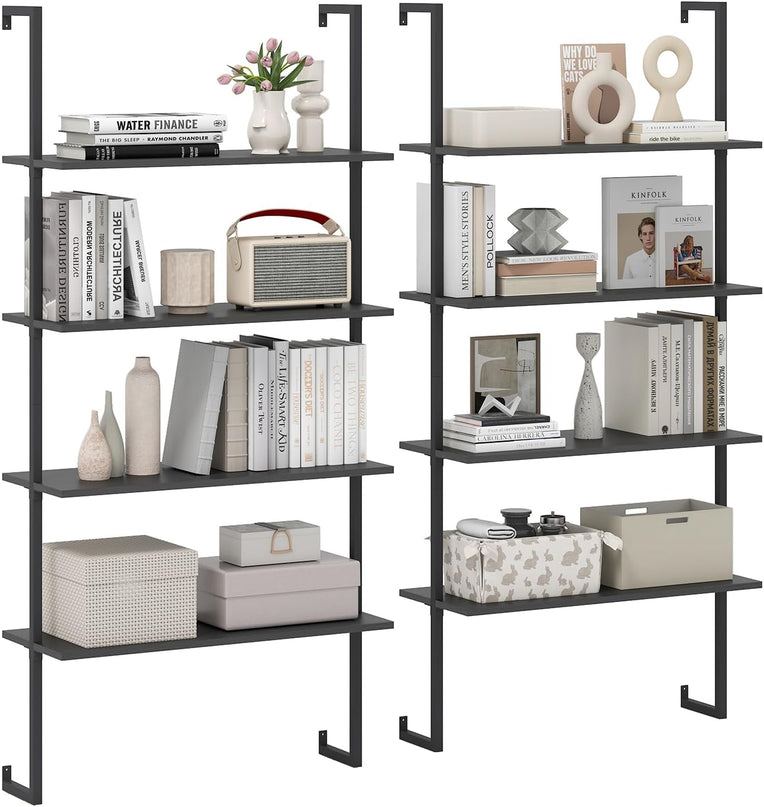 Giantex 4 Tier Modern Wall Mounted Bookshelf Set