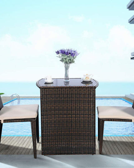 Giantex 3 PCS Cushioned Outdoor Wicker Garden Lawn Sofa Furniture (Brown)