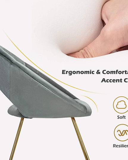 Modern Velvet Accent Chair, Comfy Cute Upholstered Vanity Desk Chair - Giantexus