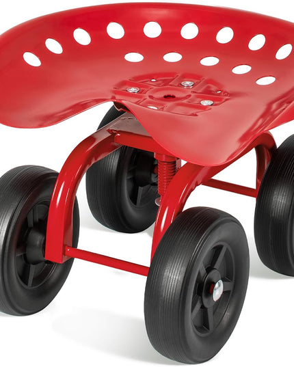 Giantex Garden Cart, Rolling Workseat with 4 Wheels, Garden Stool 360-degree Swivel Work Seat & Adjustable Heigh