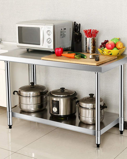 Giantex Stainless Steel Work Table with Shelf Commercial Kitchen Food Prep Table - Giantexus