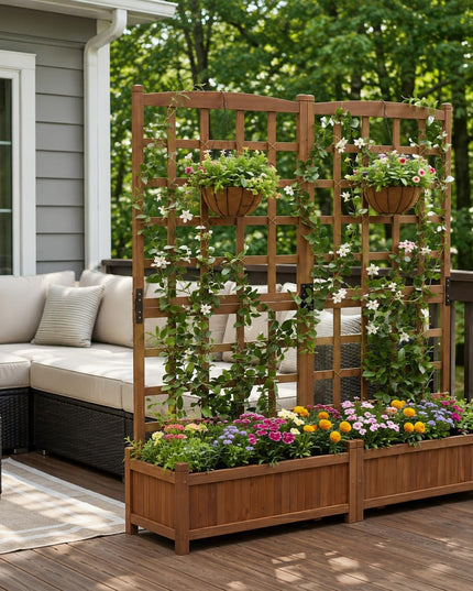 Giantex Wooden Raised Garden Bed with Trellis