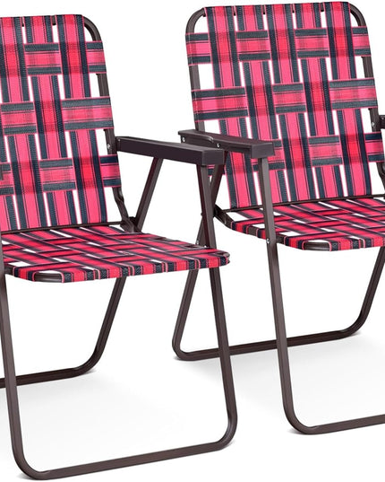 Giantex Folding Lawn Chairs Set of 6 Outdoor Portable Beach Chair W/Stable Steel Frame