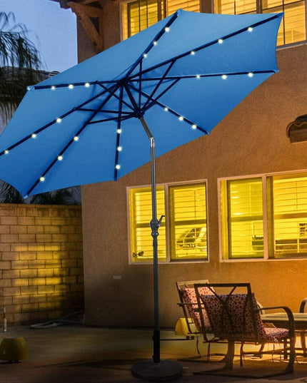 10ft Solar Patio Umbrella Outdoor with Lights Pool Indoor Outdoor Use