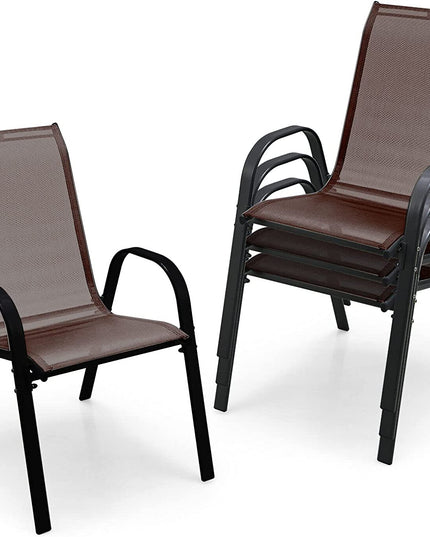 Giantex Set of 4 Patio Chairs, Stackable Outdoor Dining Chairs