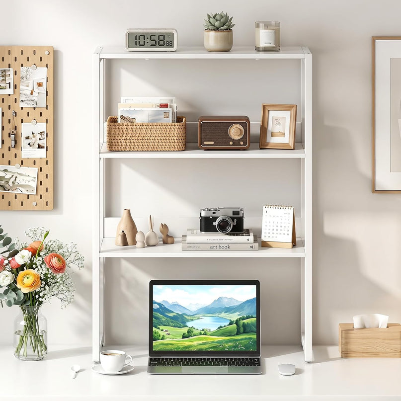 Giantex Desktop Bookshelf, 3-Tier Desk Hutch Dorm with Open Shelves
