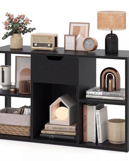 GIANTEX 3-Tier Cube Storage Shelf with 5 Open Cubbies & Drawer (1/2)