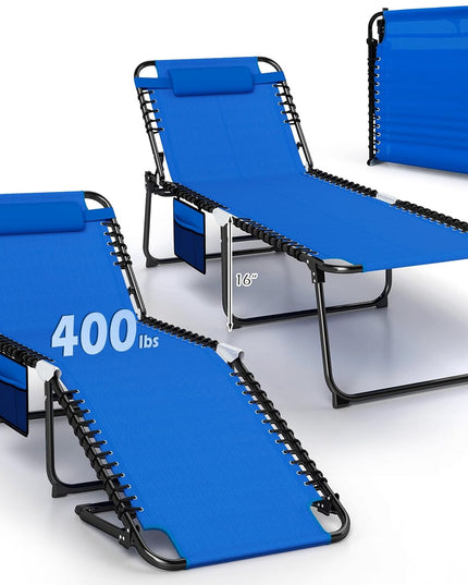 Giantex Folding Tanning Chair with 4 Adjustable Positions & Footrest Load 440 Lbs