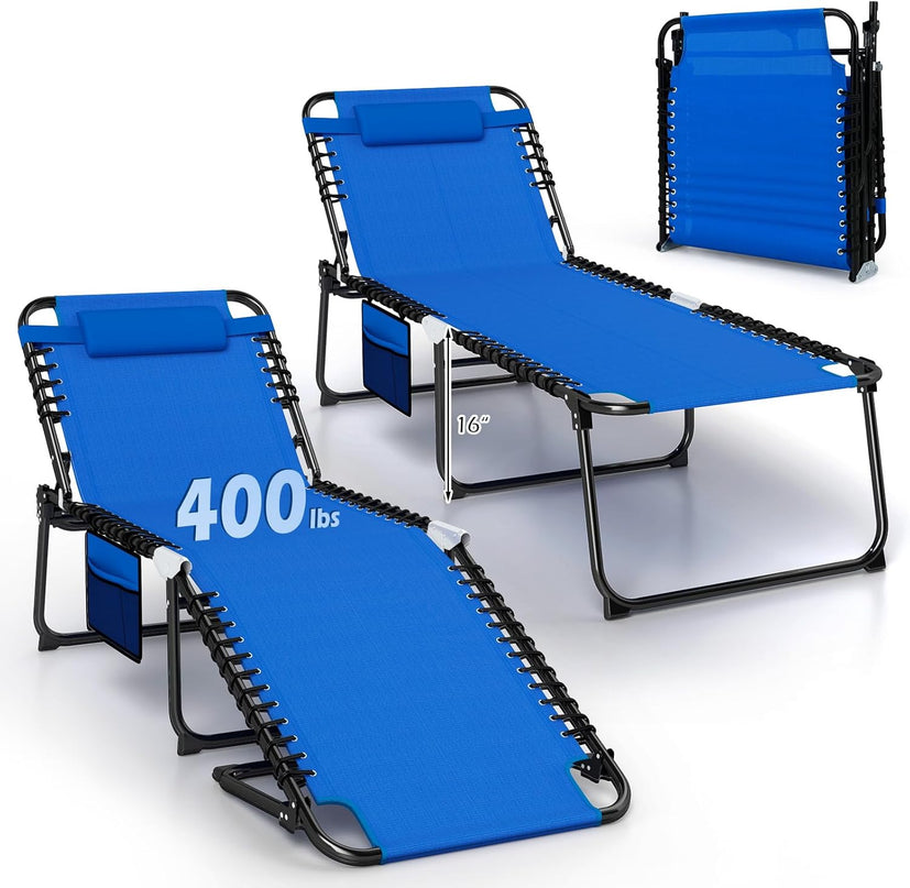 Giantex Folding Tanning Chair with 4 Adjustable Positions & Footrest Load 440 Lbs