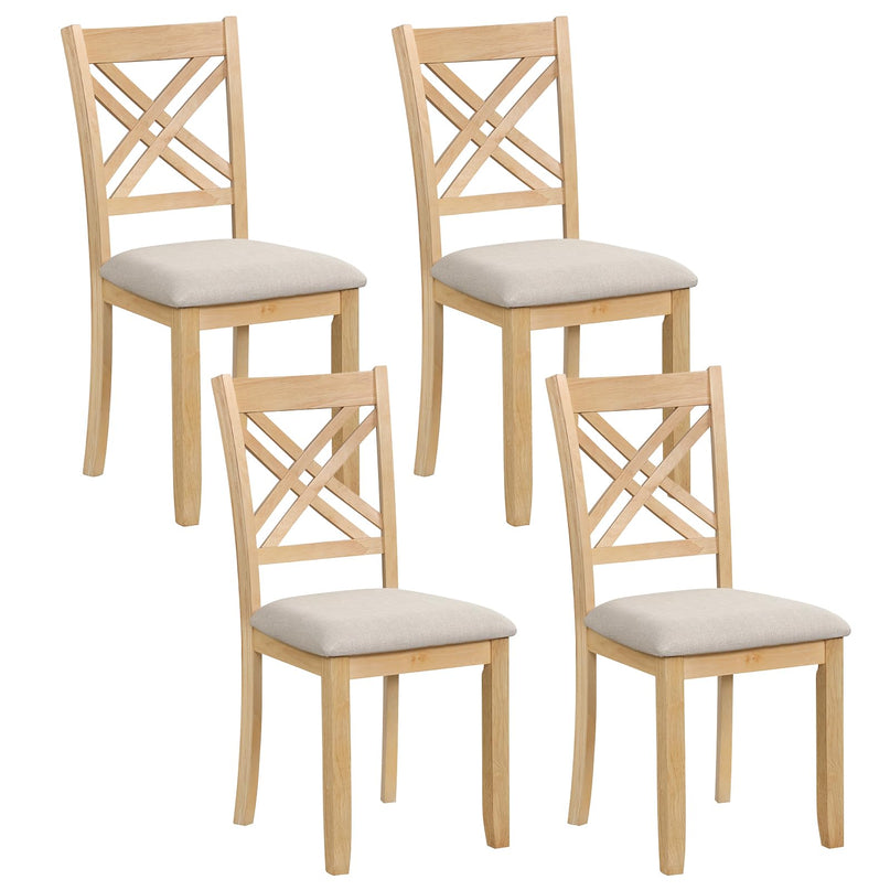 GIANTEX Farmhouse X-Back Upholstered Wood Dining Chairs Set of 2/4