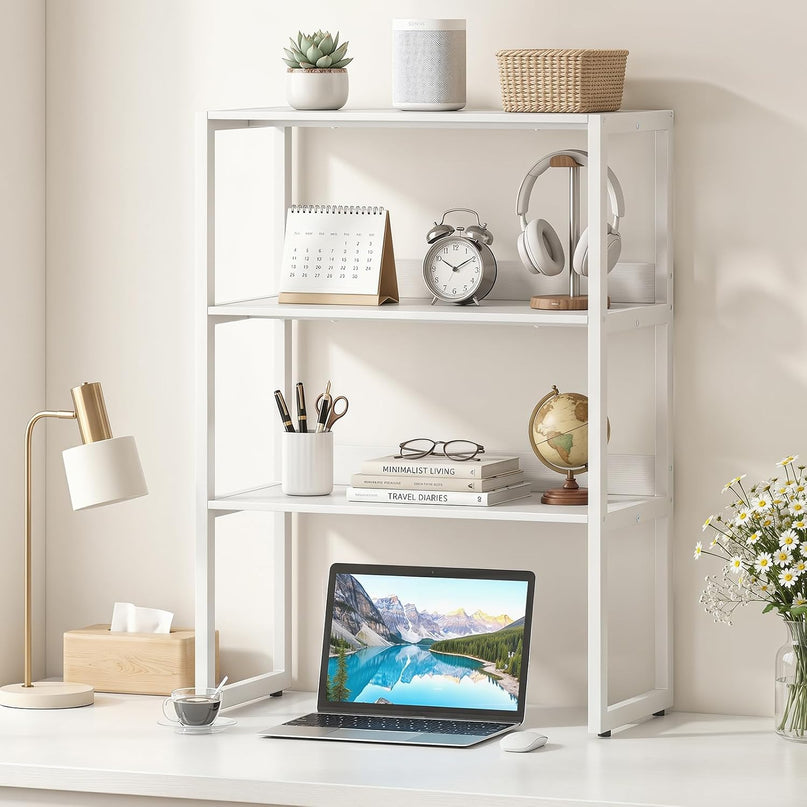 Giantex Desktop Bookshelf, 3-Tier Desk Hutch Dorm with Open Shelves