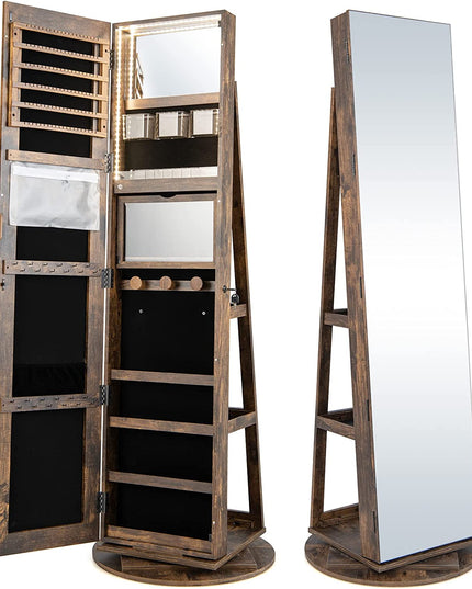Jewelry Armoire, Brown - Giantex