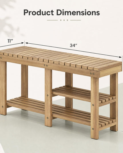 GIANTEX 3-Tier Wooden Shoe Rack Bench