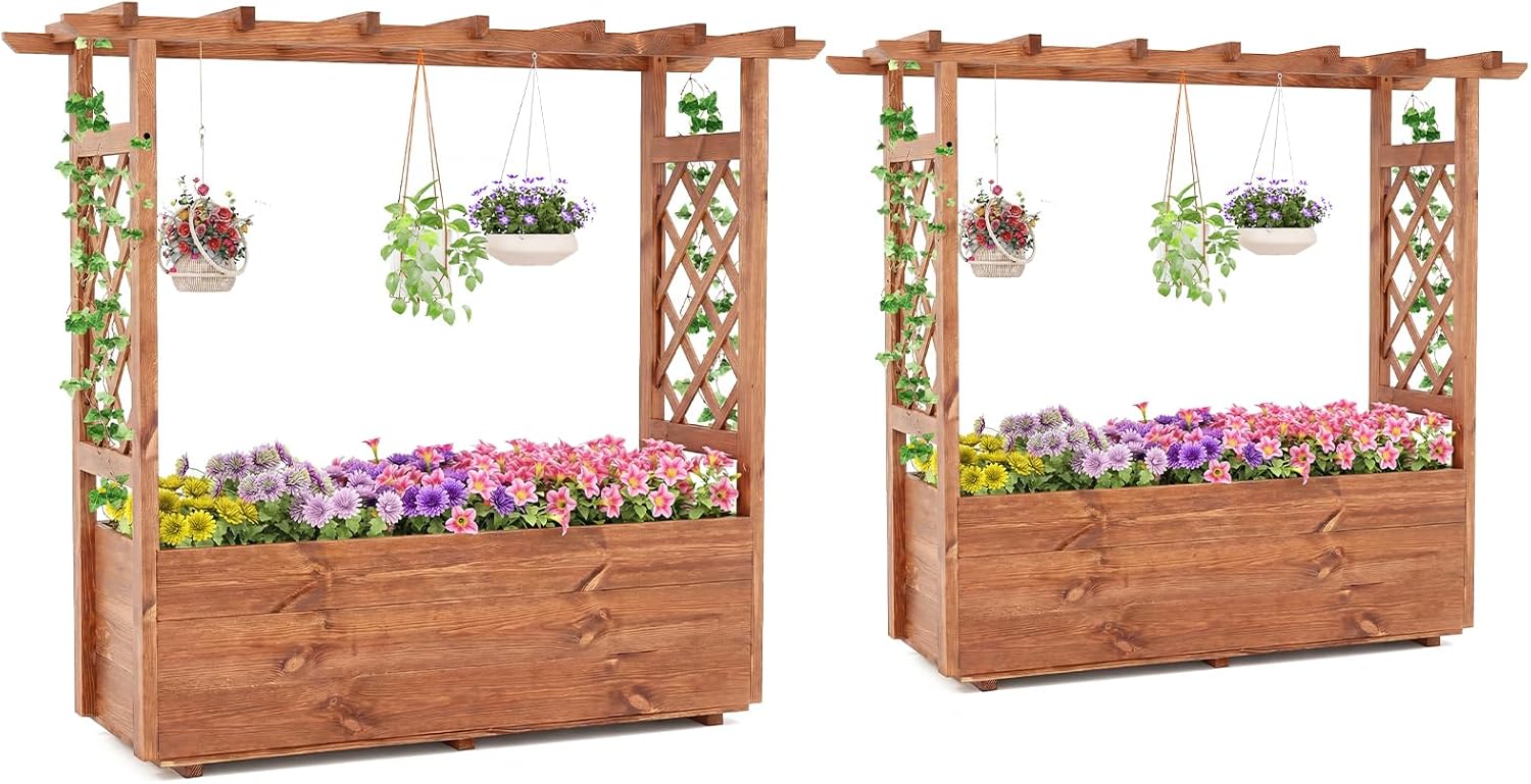 Giantex Freestanding Garden Planter Raised Bed for Flowers Herbs ( 45”x16”x41” )