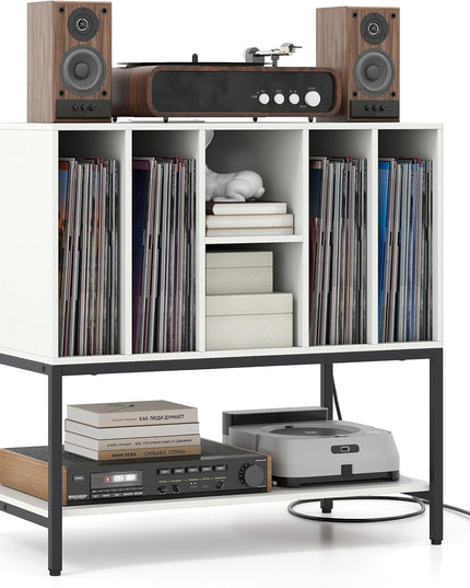 Giantex Turntable Stand with Storage Shelves Hold Up to 150+ Albums