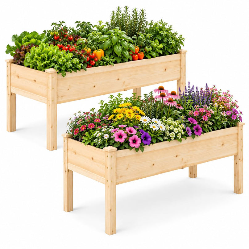 GIANTEX 48" Raised Garden Bed with Drainage Holes & Slotted Corner Posts (1/2)
