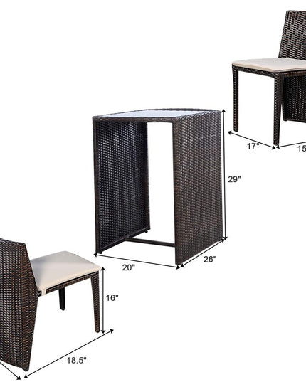 Giantex 3 PCS Cushioned Outdoor Wicker Garden Lawn Sofa Furniture (Brown)